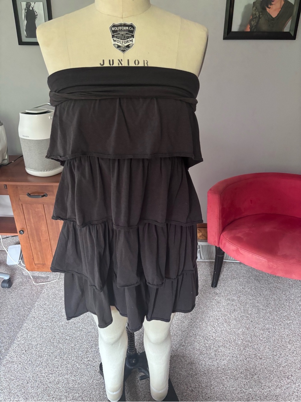 J. Crew Black Tiered Strapless Skater Skirt